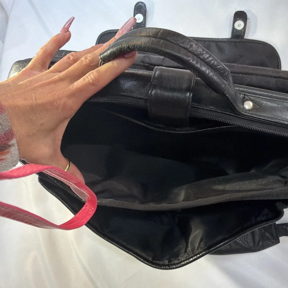 Canyon Outback Soft Leather Messenger Bag Black Travel Laptop New Business Work